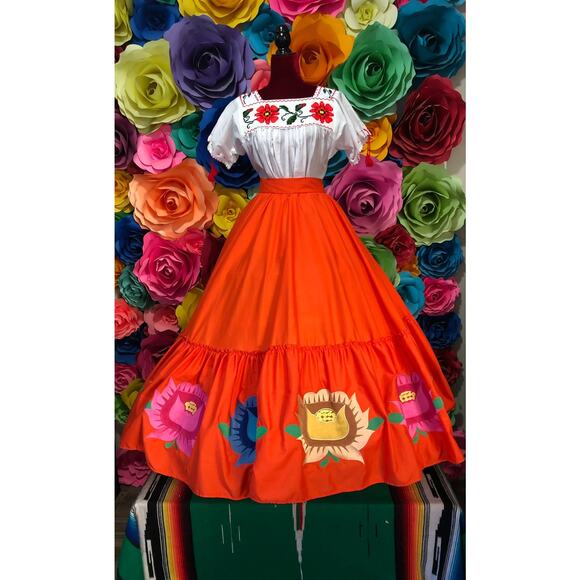 Mexican Black teared skirt only Day of the dead 5 de Mayo single  skirt mexico - Picture 10 of 11